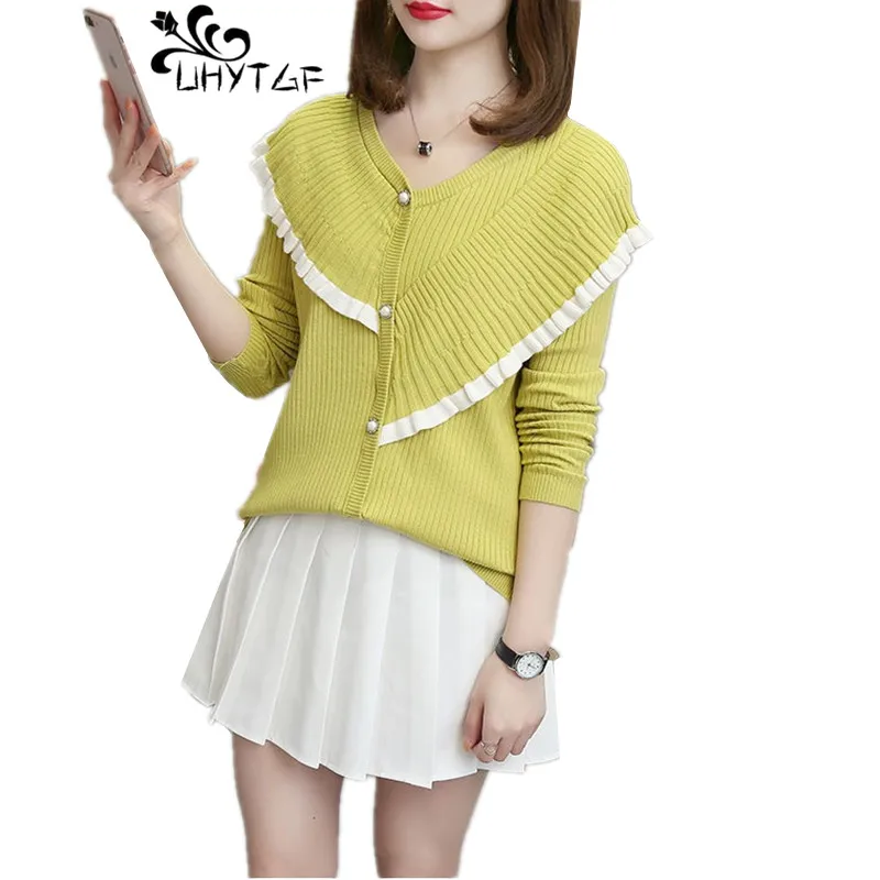 UHYTGF Female knitted cardigans spring autumn cardigan women Korean tops V neck 5XL Large size splice women sweater coat X619
UHYTGF Female knitted cardigans spring autumn cardigan women Korean tops V neck 5XL Large size splice women sweater coat X619