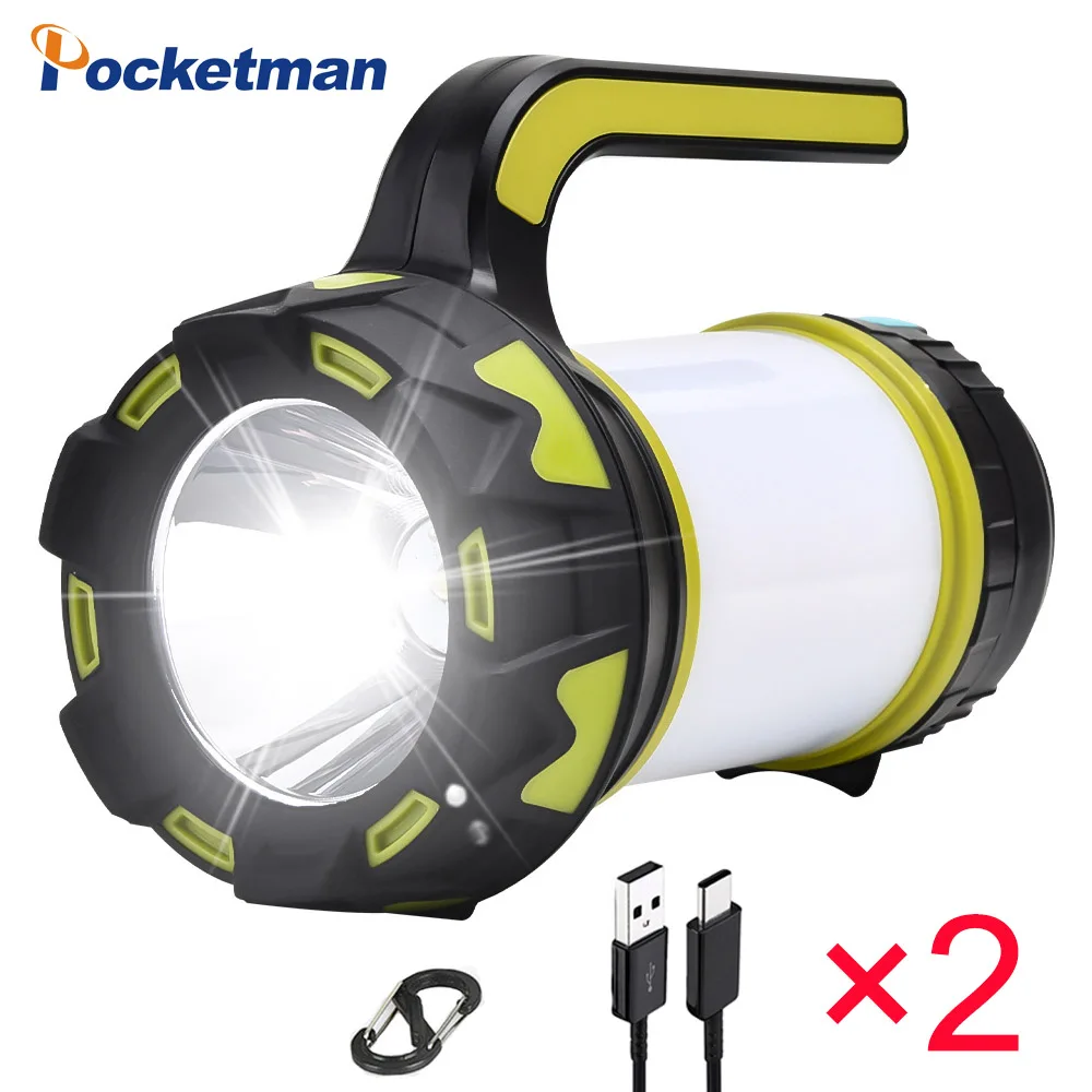 2PCS 280W Portable Spotlight LED Camping Light USB Rechargeable Flashlight torch Outdoor Searchlight Emergency lamp with hook
2PCS 280W Portable Spotlight LED Camping Light USB Rechargeable Flashlight torch Outdoor Searchlight Emergency lamp with hook