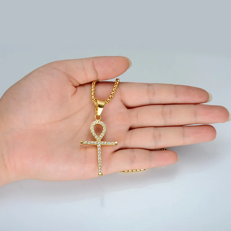 HIP Hop Gold Color Stainless Steel Bling Iced Out Rope Chain Egyptian Ankh Cross Pendants & Necklaces for Men Jewelry
HIP Hop Gold Color Stainless Steel Bling Iced Out Rope Chain Egyptian Ankh Cross Pendants & Necklaces for Men Jewelry