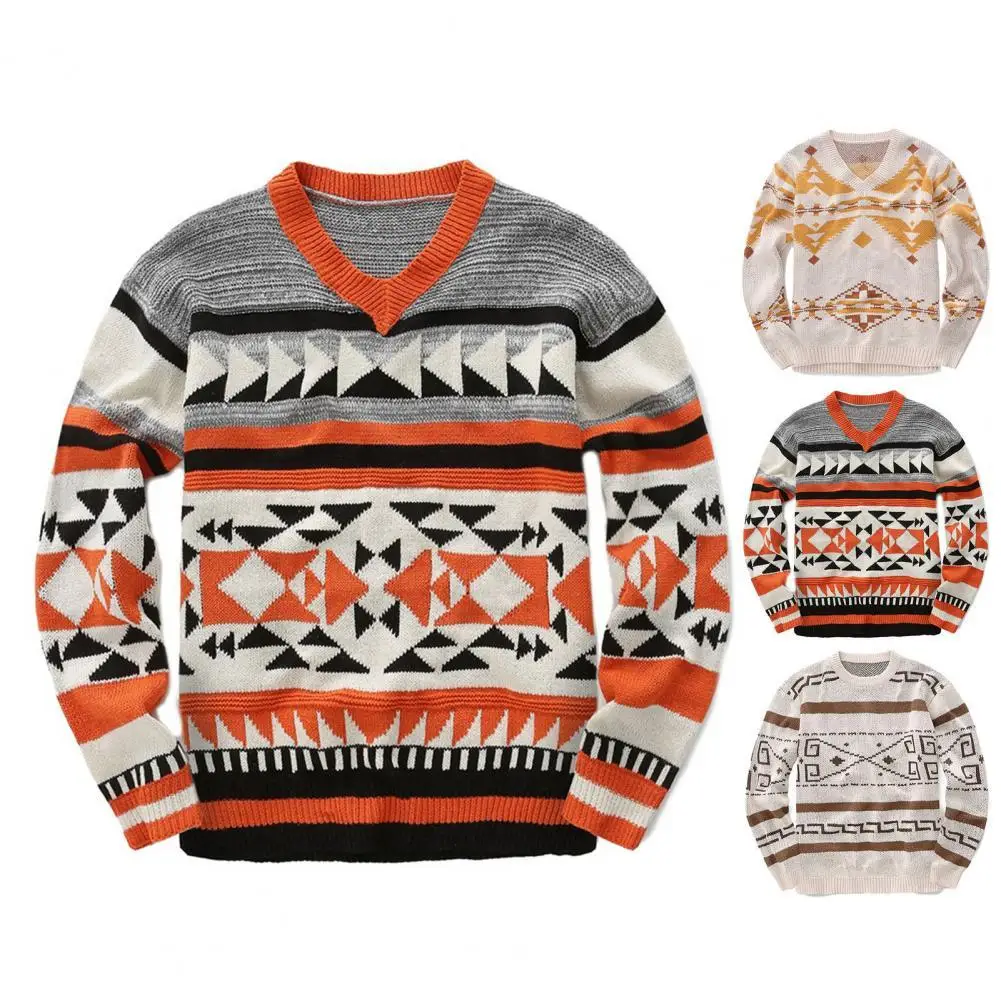 Soft Loose Men Sweater Knitted O Neck Long Sleeve Vintage Geometric Print Casual Autumn Sweater for Daily Wear
Soft Loose Men Sweater Knitted O Neck Long Sleeve Vintage Geometric Print Casual Autumn Sweater for Daily Wear