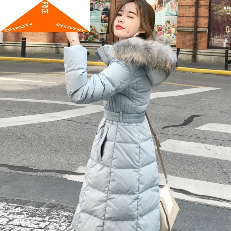 

Пальто с женским натуральным мехом, парка, зимняя куртка, женская одежда, 2020 теплая верхняя одежда, куртки, корейское длинное пальто LWL9296