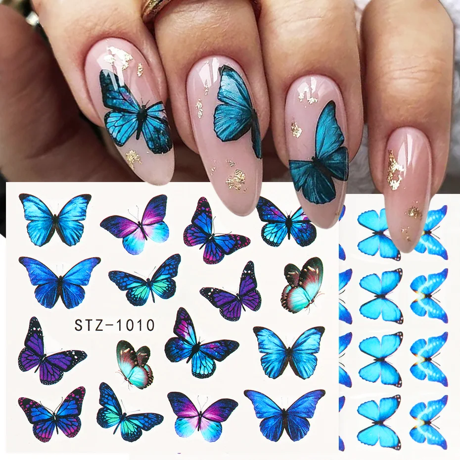4pcs/Set Nail Butterfly Stickers Watercolor Decals Blue Flowers Sliders Wraps Manicure Summer Nail Art Decorations TRSTZ984-1017
4pcs/Set Nail Butterfly Stickers Watercolor Decals Blue Flowers Sliders Wraps Manicure Summer Nail Art Decorations TRSTZ984-1017