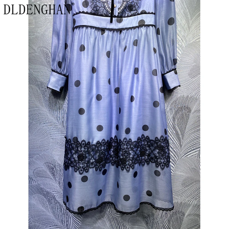 DLDENGHAN Fashion Dot Print Spring Dress Women's Stand Collar Long Sleeve Lace Patchwork Indie Folk Dresses Designer New
DLDENGHAN Fashion Dot Print Spring Dress Women's Stand Collar Long Sleeve Lace Patchwork Indie Folk Dresses Designer New