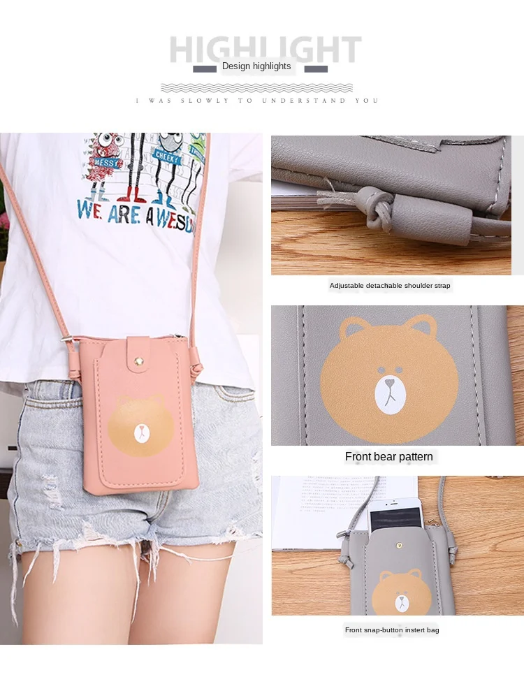 Bear Phone Bag Wholesale 2021 New Women's Bag Mini Cartoon Crossby Casual Fashion Shoulder Bag Cross-Body Children's Coin Purse
Bear Phone Bag Wholesale 2021 New Women's Bag Mini Cartoon Crossby Casual Fashion Shoulder Bag Cross-Body Children's Coin Purse