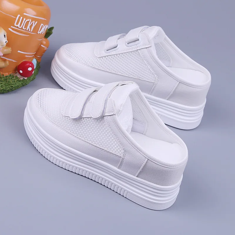 QIWN 2021 Summer New Velcro One Foot Step Inside Heightening Small White Shoes Women's Board Shoes No Heel Half Idler Slippers 
QIWN 2021 Summer New Velcro One Foot Step Inside Heightening Small White Shoes Women's Board Shoes No Heel Half Idler Slippers