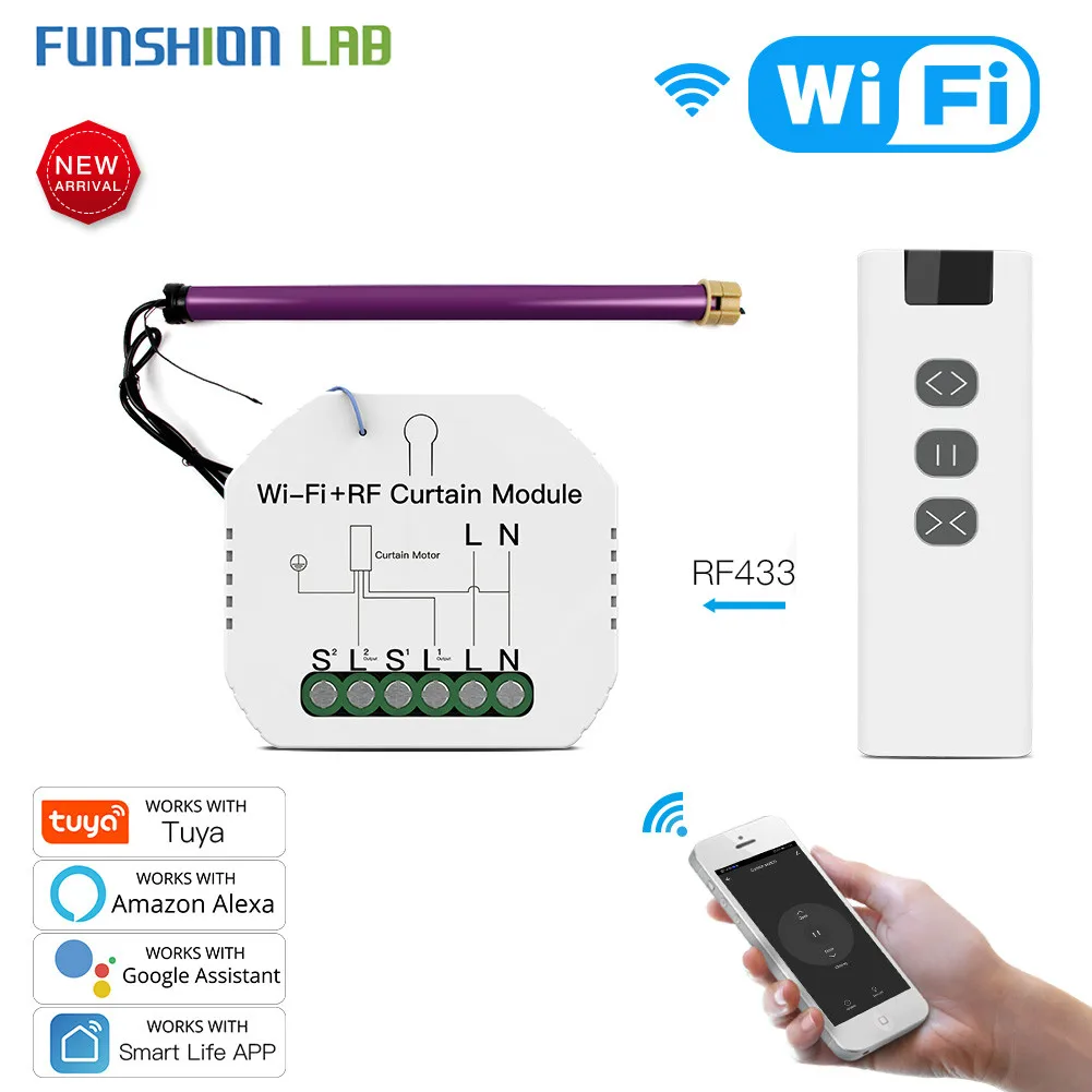 WiFi RF Smart Curtain Module Switch for Electric Roller Shutter Motor Tuya Wireless Remote Control Work with Alexa Google Home
WiFi RF Smart Curtain Module Switch for Electric Roller Shutter Motor Tuya Wireless Remote Control Work with Alexa Google Home