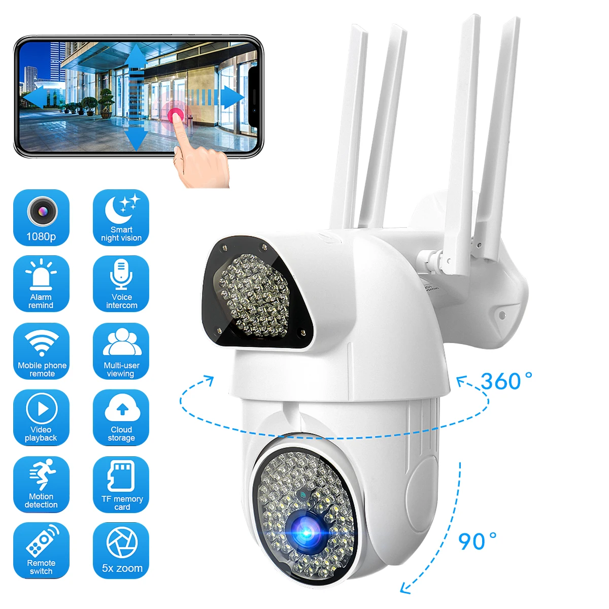 1080p HD Smart Camera Webcam WiFi Night Vision 360° Tracking IP66 Waterproof Home Security Surveillance Voice Intercom Webcam
1080p HD Smart Camera Webcam WiFi Night Vision 360° Tracking IP66 Waterproof Home Security Surveillance Voice Intercom Webcam
