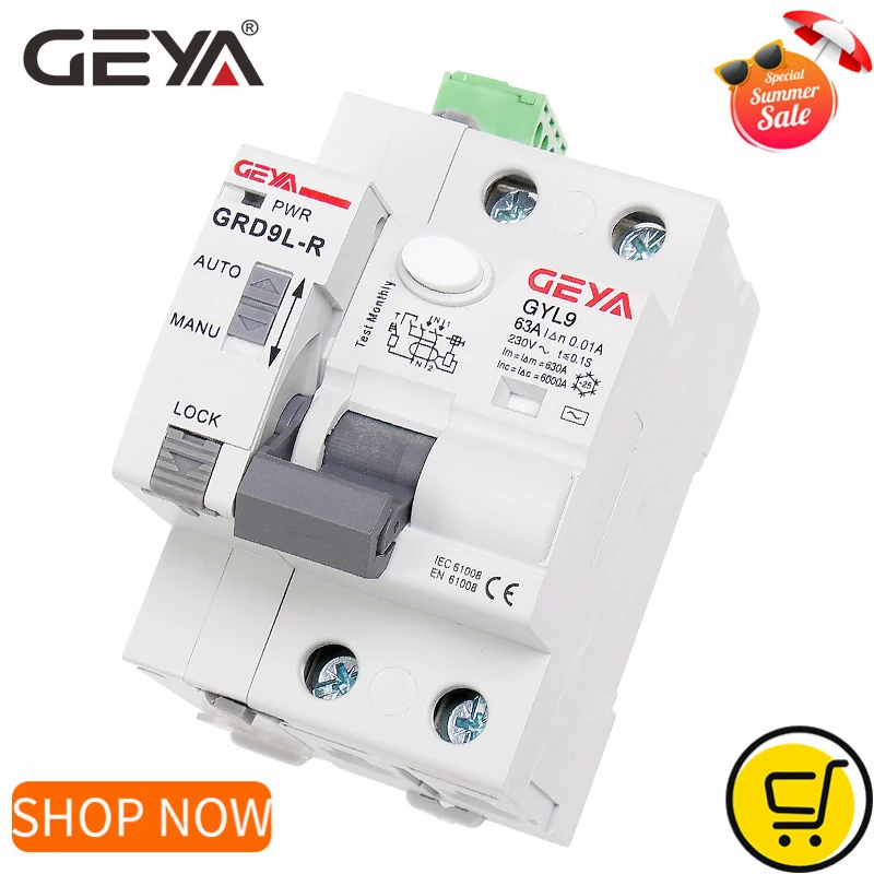 NEW NEW GEYA GRD9L 6KA ELCB RCCB Automatic Reclosing Device with RS485 Function Remote Control Circuit Breaker 2P 40A 63A 30mA
NEW NEW GEYA GRD9L 6KA ELCB RCCB Automatic Reclosing Device with RS485 Function Remote Control Circuit Breaker 2P 40A 63A 30mA