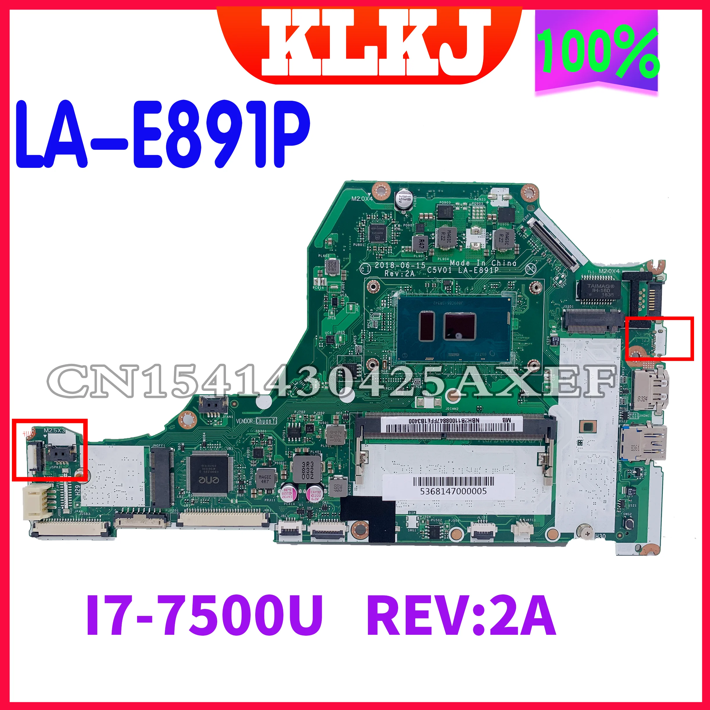 C5V01 LA-E891P is suitable for Acer Aspire A315-53 A515-51 A515-51G notebook computer motherboard CPU: I7-7500U DDR4 works well
C5V01 LA-E891P is suitable for Acer Aspire A315-53 A515-51 A515-51G notebook computer motherboard CPU: I7-7500U DDR4 works well