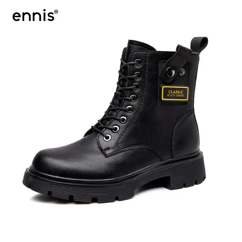 ENNIS Brand Women Autumn Winter Martin Boots Suqare Heel Leather Ankle Boots Lace Up Shoes Zipper Boots Flat Warm Shoes 2021
ENNIS Brand Women Autumn Winter Martin Boots Suqare Heel Leather Ankle Boots Lace Up Shoes Zipper Boots Flat Warm Shoes 2021