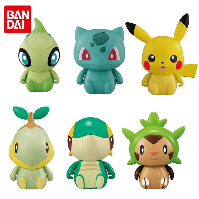 Bandai натуральная Gacha игрушки Аниме Покемон фигурки Пикачу Бульбазавр Chespin Celebi Turtwig