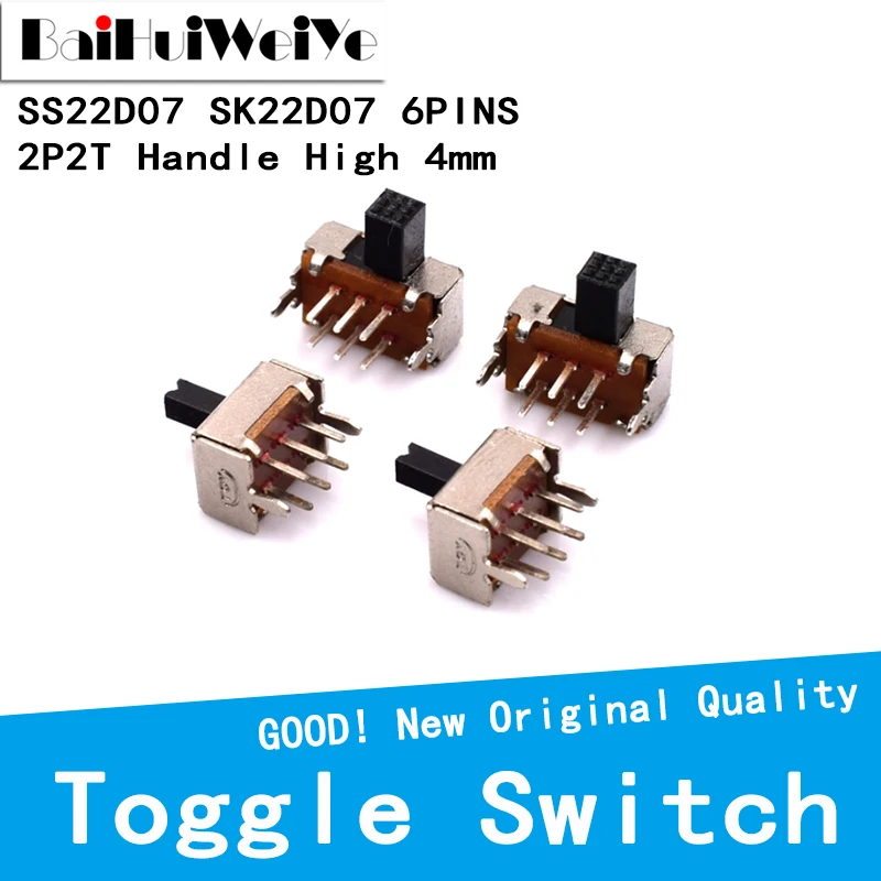 

20PCS/LOT Toggle Switch SK22D07 SS22D07 2P2T 6Pins Handle High 4mm SK22D07VG4 SS22D07VG4