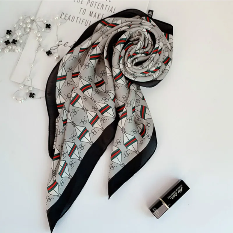 Classic geometric design versatile decorative small scarf bow tie scarf