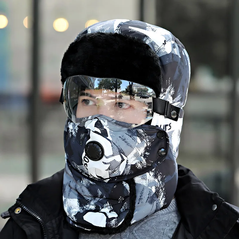 Winter Camouflage Outdoor Cycling Warm Cold Protection Hat With goggles Wind-Proof Cap Ear Protection Ski cap Trapper Cold Hats
Winter Camouflage Outdoor Cycling Warm Cold Protection Hat With goggles Wind-Proof Cap Ear Protection Ski cap Trapper Cold Hats