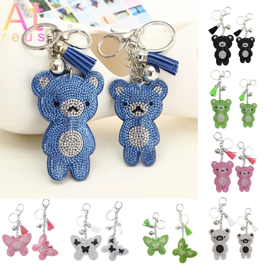 Big/Small Luxury Creative Rhinestone Leather Bear Keychain Fashion Punk Animal Butterfly Keyring for Woman Car Bag Pendant Gifts 
Big/Small Luxury Creative Rhinestone Leather Bear Keychain Fashion Punk Animal Butterfly Keyring for Woman Car Bag Pendant Gifts