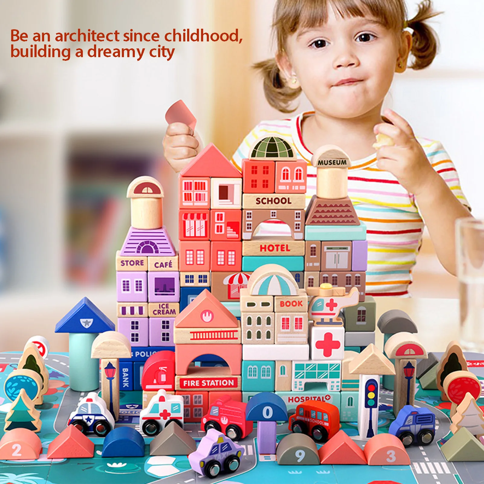 Montessori Puzze Blocks Wooden Building Blocks Set City Construction Stacker Toy Intellectual Educational Wood Children's Toy
Montessori Puzze Blocks Wooden Building Blocks Set City Construction Stacker Toy Intellectual Educational Wood Children's Toy