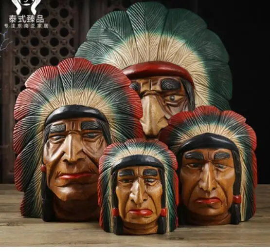 Solid wood carving Thai wood Indian chief Display a handicraft figure head Statue art Sculpture Crafts home decoration home
Solid wood carving Thai wood Indian chief Display a handicraft figure head Statue art Sculpture Crafts home decoration home