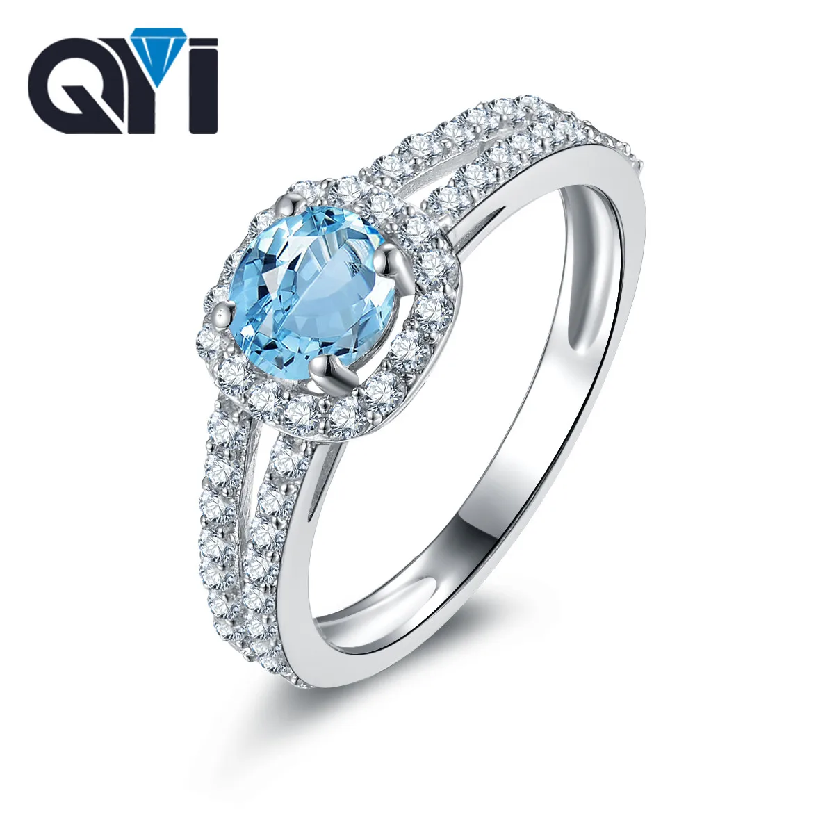 QYI Fashion 925 Sterling Silver Natural Sky Blue Topaz Rings Round Cut Topaz Halo Engagement Rings For Women Gemstone Jewelry
QYI Fashion 925 Sterling Silver Natural Sky Blue Topaz Rings Round Cut Topaz Halo Engagement Rings For Women Gemstone Jewelry