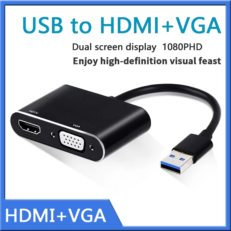 Преобразователь PERESAL USB3.0 в HDMI + VGA для Dell/HP/Lenovo/asus компьютерный проектор монитор