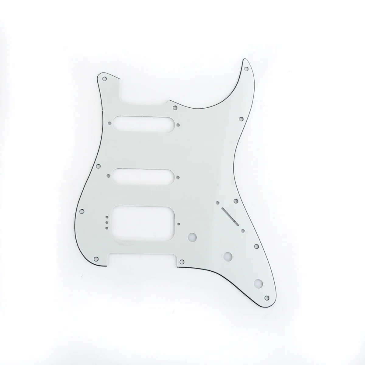 

Musiclily Pro 11-Hole Round Corner HSS Guitar Strat Pickguard for USA/Mexican Strat 4-screw Humbucking Pickup, 3Ply Parchment