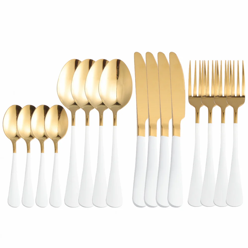 16pcs Gold Dinnerware Set Stainless Steel Black Dinnerware Set Knife Fork Spoon Teaspoon Cutlery Set Kitchen Silverware Set
16pcs Gold Dinnerware Set Stainless Steel Black Dinnerware Set Knife Fork Spoon Teaspoon Cutlery Set Kitchen Silverware Set