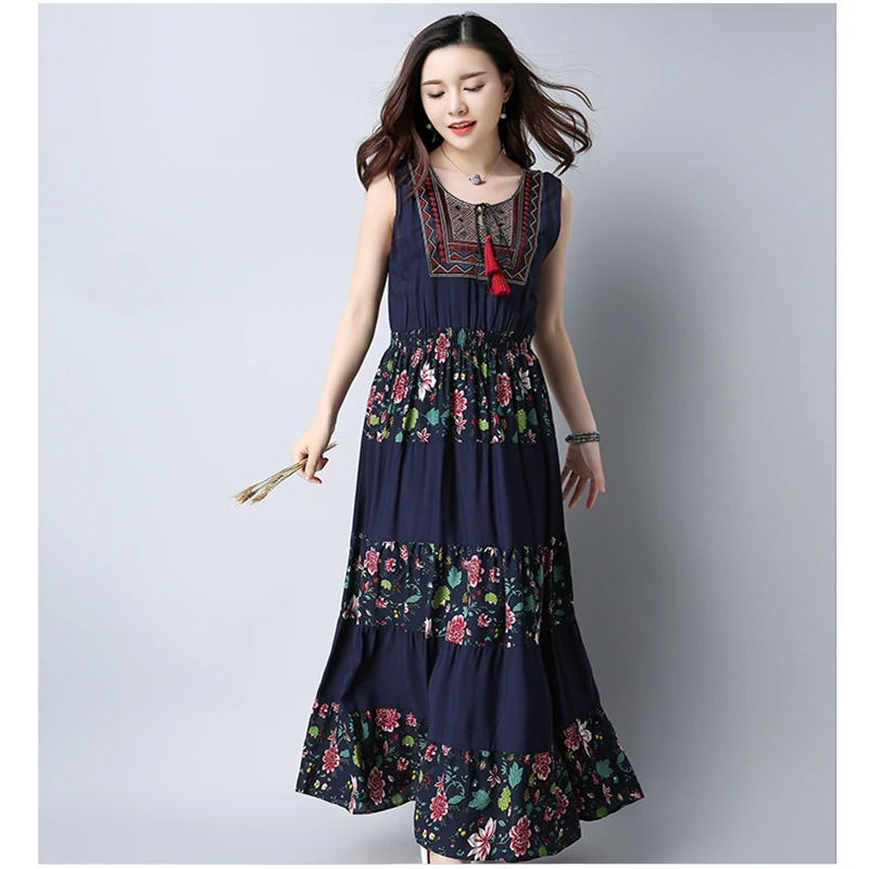 Women Cotton Dress Summer New Stylec National Wind Large Size Lady Slim Embroidered Pleated Dress Female LJ067
Women Cotton Dress Summer New Stylec National Wind Large Size Lady Slim Embroidered Pleated Dress Female LJ067