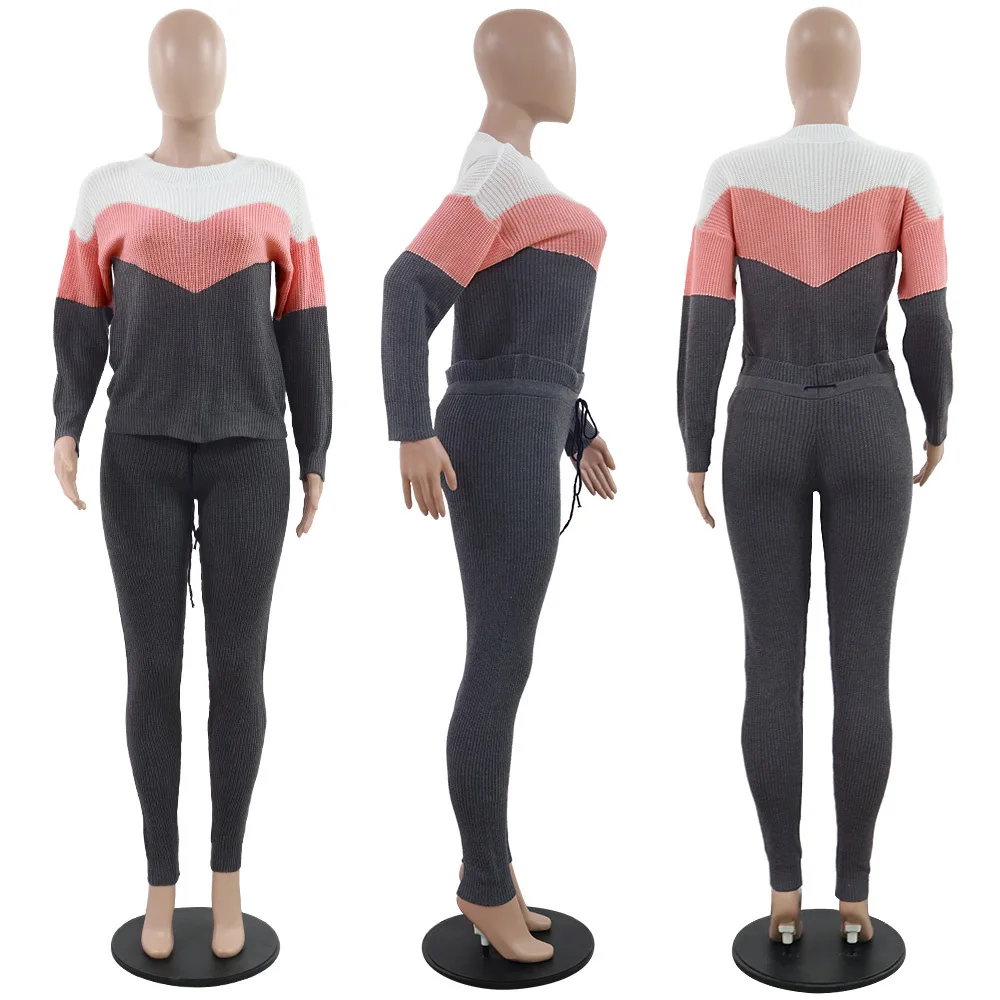 Hit Color Bandage Winter Sweater Suits Long Sleeve Casual O Neck Women Autumn Warm 2 Piece Sets Club Sexy Outfits New Tracksuits
Hit Color Bandage Winter Sweater Suits Long Sleeve Casual O Neck Women Autumn Warm 2 Piece Sets Club Sexy Outfits New Tracksuits