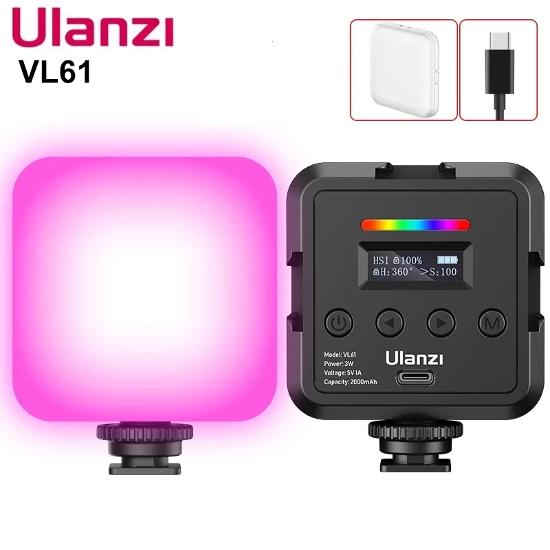 Ulanzi VL61 RGB Video Light Dimmable 2500K-9000K Mini LED Lamp With Diffuser for Smartphone DSLR Camera Live Photography Vlog
Ulanzi VL61 RGB Video Light Dimmable 2500K-9000K Mini LED Lamp With Diffuser for Smartphone DSLR Camera Live Photography Vlog