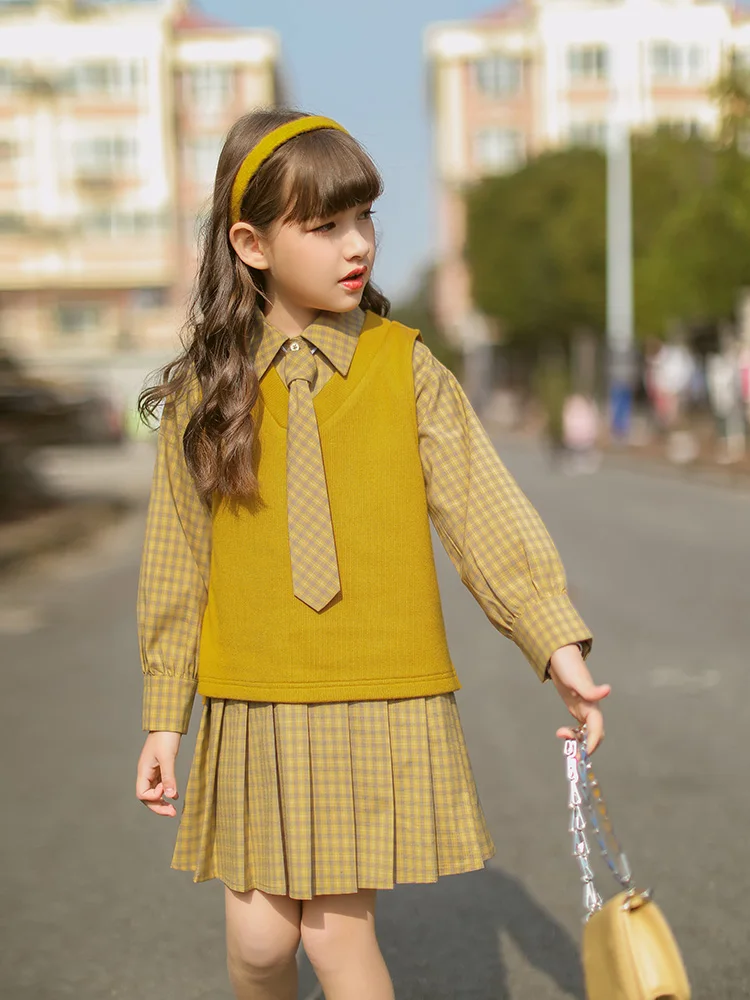 2 Piece Vest Dress For Girls Long Sleeve Plaid School Uniform 5 to 14 Years Kids Pleated Hem Gown Suit Children Formal Dresses
2 Piece Vest Dress For Girls Long Sleeve Plaid School Uniform 5 to 14 Years Kids Pleated Hem Gown Suit Children Formal Dresses
