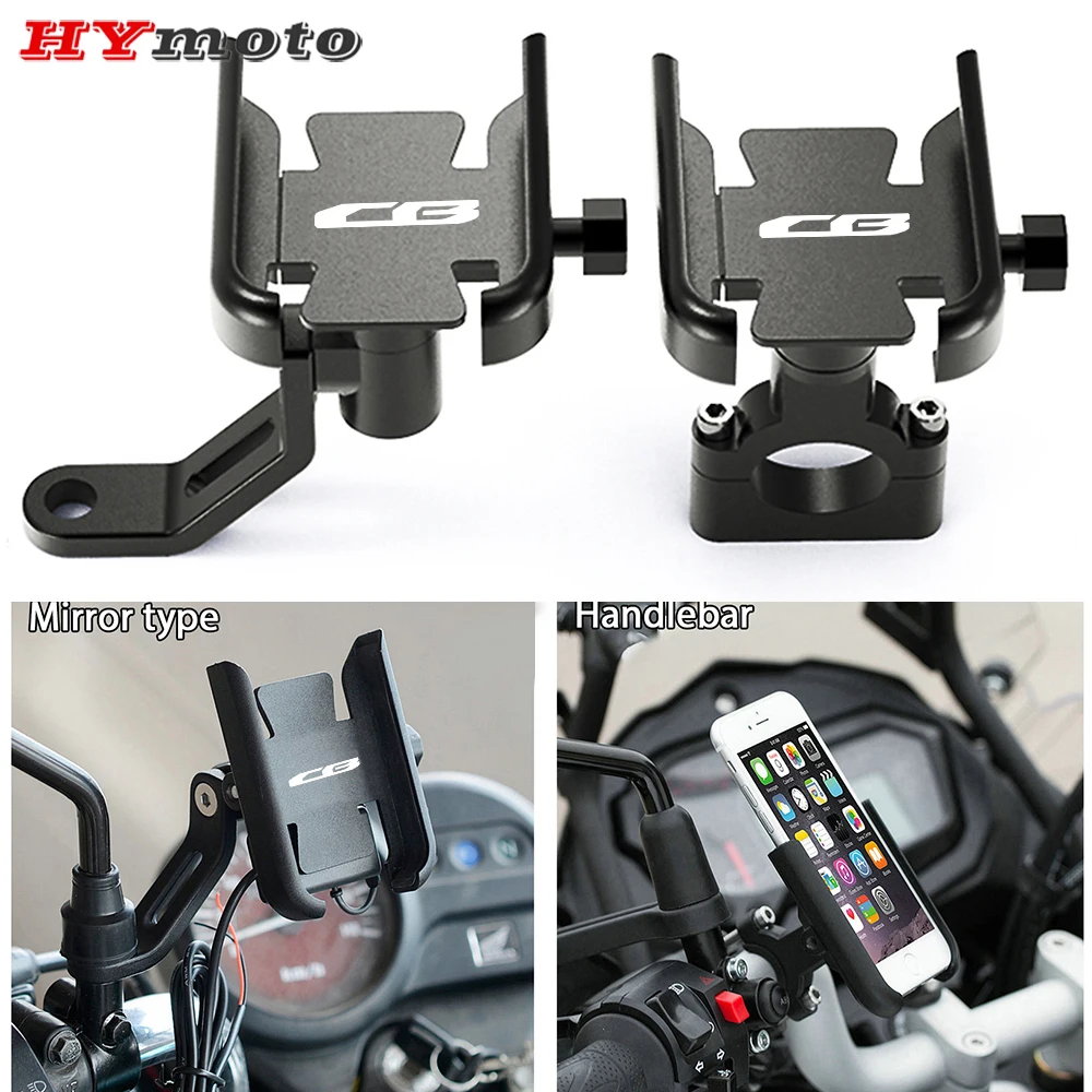 

With Logo CB For HONDA CB150R CB300R CB650R CB250R CB1000R CB500F CB500X Motorcycle CNC Handlebar Mobile Phone GPS Stand Bracket