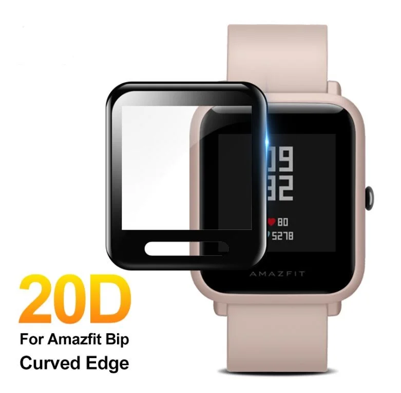 2 шт./лот 20D Защитная пленка с изогнутыми краями для xiaomi Amazfit Bip стеклянные