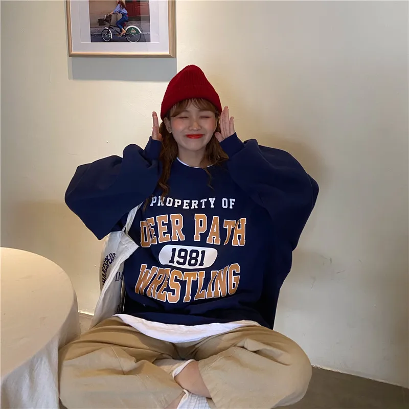 Vintage Brief Sweatshirt Vrouwelijke Koreaanse Stijl Kawaii Oversized Sweatshirts Harajuku Kleding Voor Vrouwen Casual Losse 
Vintage Brief Sweatshirt Vrouwelijke Koreaanse Stijl Kawaii Oversized Sweatshirts Harajuku Kleding Voor Vrouwen Casual Losse