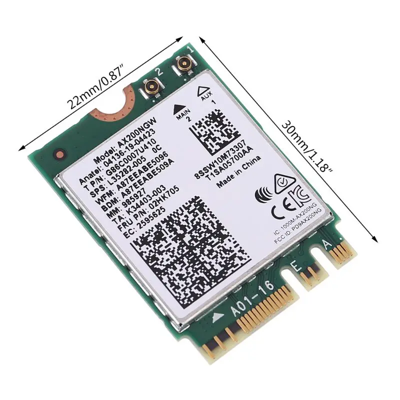 AX200 Wireless Card with Kits NVME Adapter IPEX 4 Antennas 2.4Gbps Bluetooth 5.0 AX200NGW 802.11ax/ac MU-MIMO 2x2 Wifi
AX200 Wireless Card with Kits NVME Adapter IPEX 4 Antennas 2.4Gbps Bluetooth 5.0 AX200NGW 802.11ax/ac MU-MIMO 2x2 Wifi