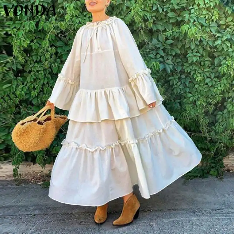 Dress VONDA 2021 Women'Sundress Long Sleeve Long Maxi Dress Lace Neck Pleated Flares Sleeve Party Vestidos
Dress VONDA 2021 Women'Sundress Long Sleeve Long Maxi Dress Lace Neck Pleated Flares Sleeve Party Vestidos