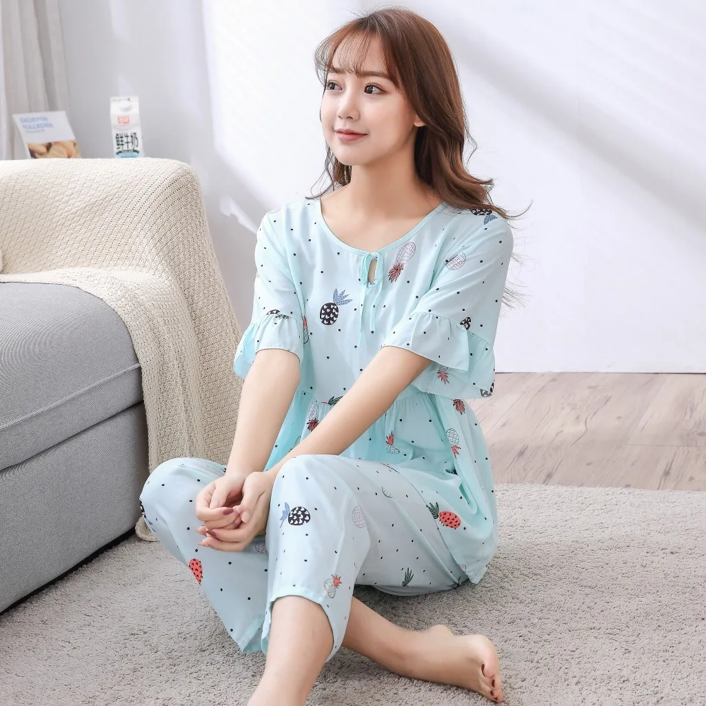Summer New Cotton Short Sleeve Women Pyjamas Printing Fashion Cute Sweet Pajamas
Summer New Cotton Short Sleeve Women Pyjamas Printing Fashion Cute Sweet Pajamas