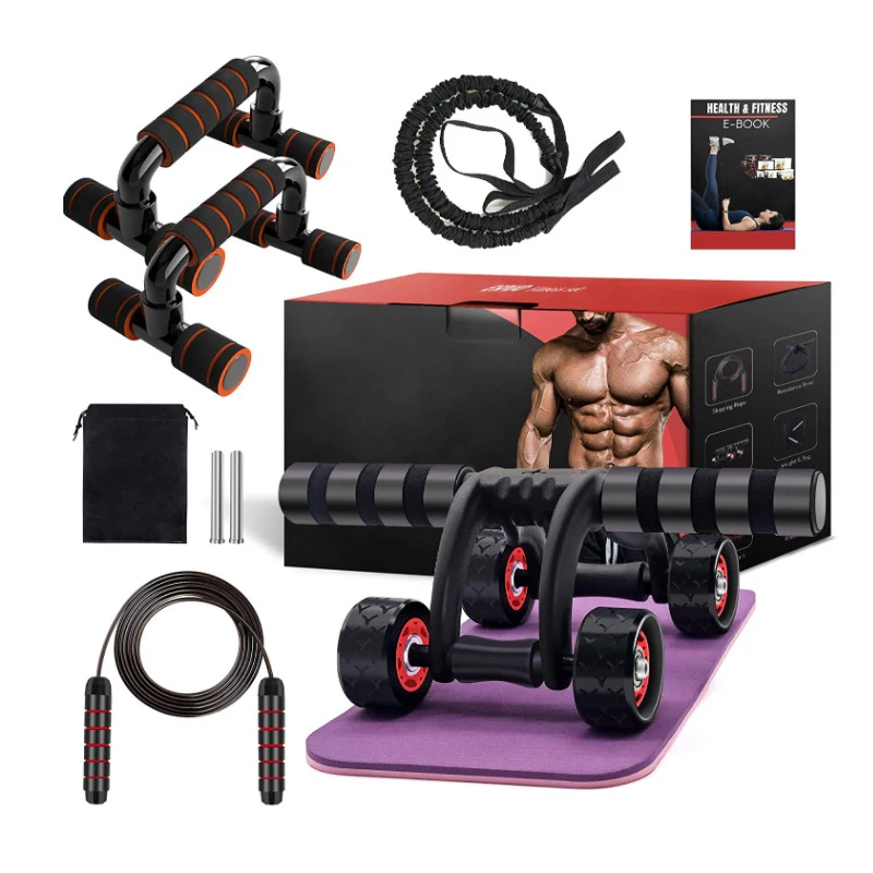 6in1 Set 4 Wheels Ab Roller Wheel with Knee Pad Resistance Bands Push Up Bars Weight Skipping Rope Training Home Gym Equipment
6in1 Set 4 Wheels Ab Roller Wheel with Knee Pad Resistance Bands Push Up Bars Weight Skipping Rope Training Home Gym Equipment