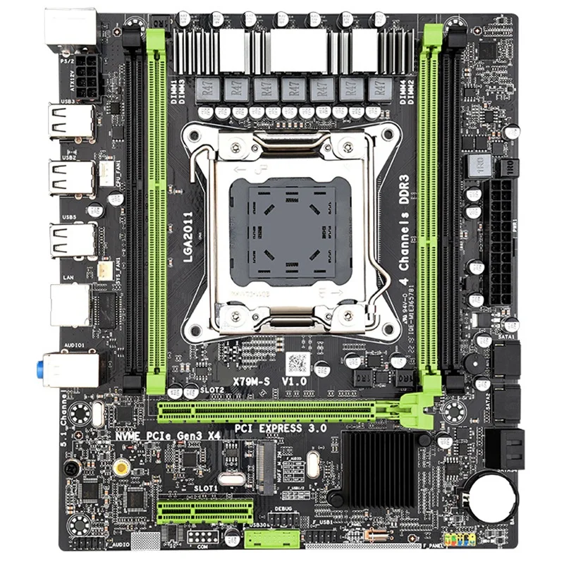 X79 M2 материнская плата LGA2011 M ATX USB2.0 PCI-E NVME M.2 SSD поддержка памяти REG ECC и процессор Xeon