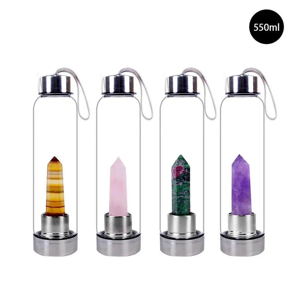 Natural Quartz Gemstone Glass Water Bottle Direct Drinking Cup Glass Crystal Obelisk Wand Healing Wand Bottle with Rope 2021New
Natural Quartz Gemstone Glass Water Bottle Direct Drinking Cup Glass Crystal Obelisk Wand Healing Wand Bottle with Rope 2021New