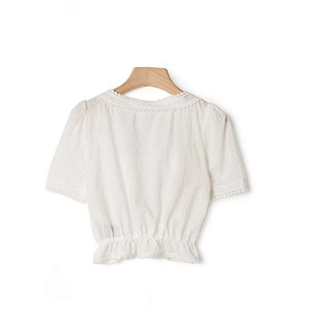 2021 Spring Summer Women Lace Stitching Slim Blouse Short Sleeve Waist Square Collar Lady Lace-Up Short Shirt Tops with Buttons
2021 Spring Summer Women Lace Stitching Slim Blouse Short Sleeve Waist Square Collar Lady Lace-Up Short Shirt Tops with Buttons