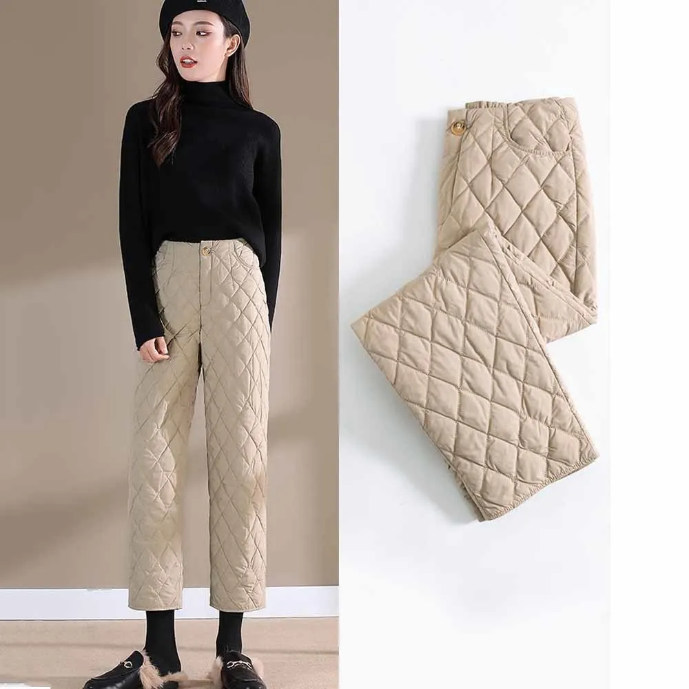 High waist Loose Women Winter Warm Down Cotton Pants Padded Quilted Trousers Casual Ankle-Length Pants Straight Leg Pants Female
High waist Loose Women Winter Warm Down Cotton Pants Padded Quilted Trousers Casual Ankle-Length Pants Straight Leg Pants Female