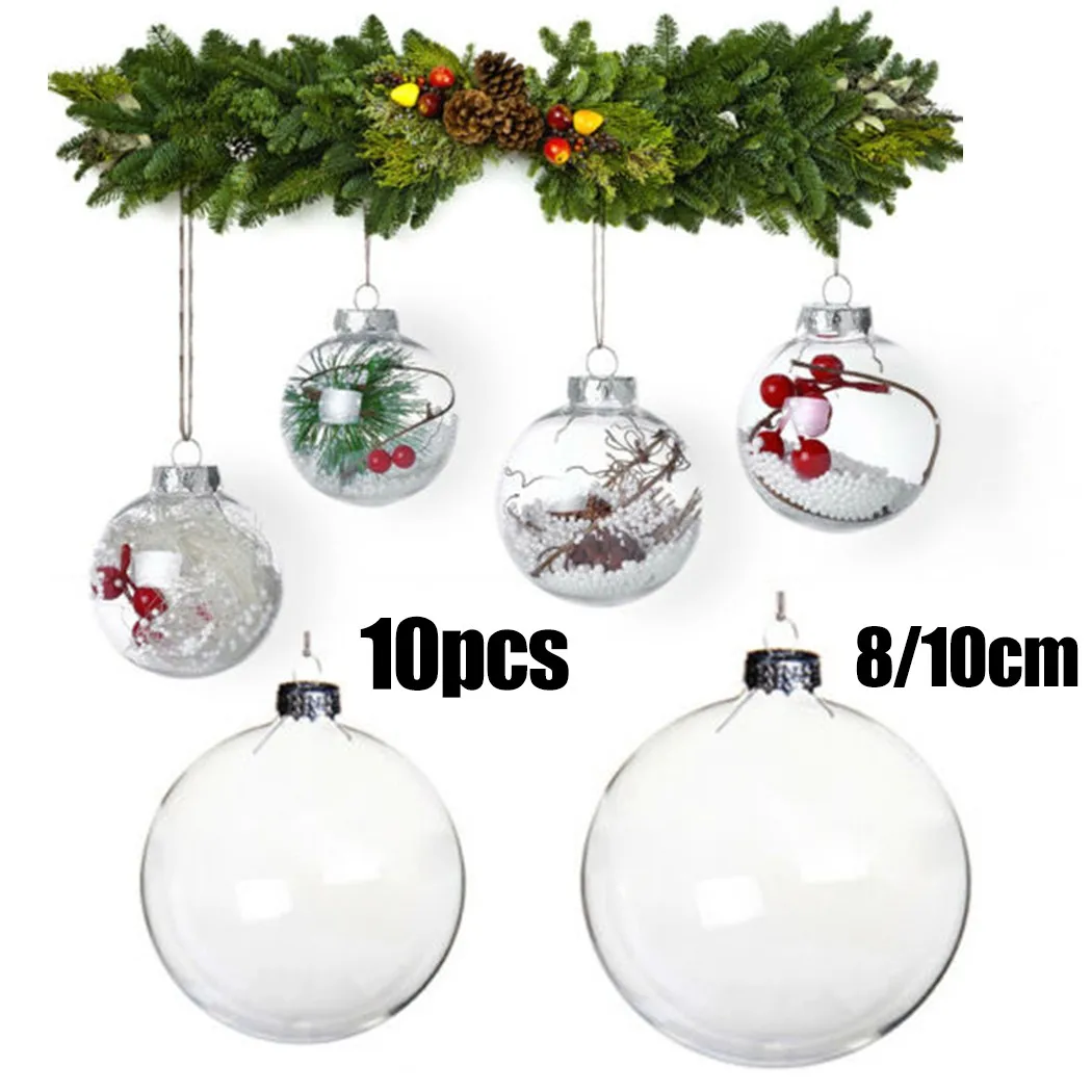 5/10pcs 8/10cm Clear Ball Fillable Bauble Christmas Ornament Party DIY Xmas Tree Hanging Pendant Gifts Box Home Decor
5/10pcs 8/10cm Clear Ball Fillable Bauble Christmas Ornament Party DIY Xmas Tree Hanging Pendant Gifts Box Home Decor