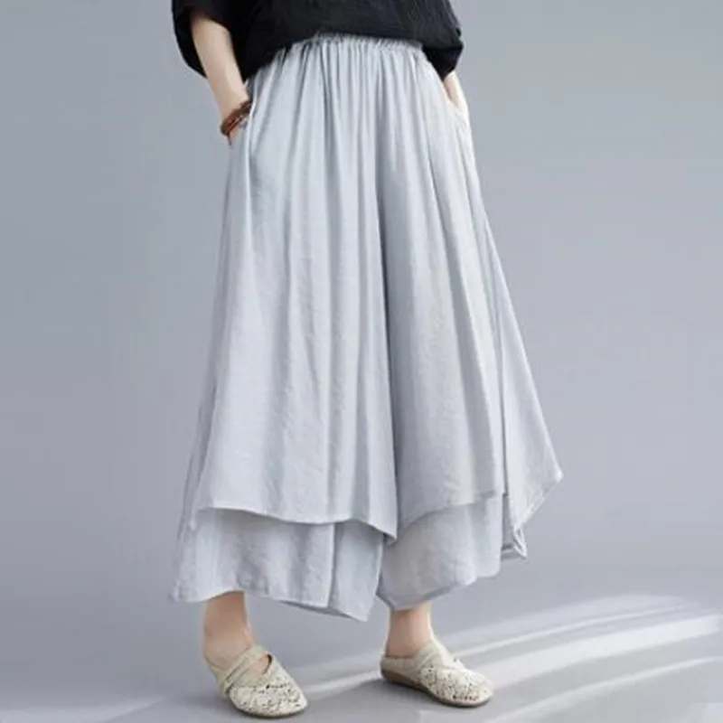 Spring Summer Casual Wide Leg Pants Women Elastic Waist Loose Calf-Length Pant Trousers Fashion Vintage Solid Pants J197
Spring Summer Casual Wide Leg Pants Women Elastic Waist Loose Calf-Length Pant Trousers Fashion Vintage Solid Pants J197