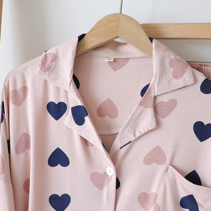 Harajpee Pajamas Women's Summer Modal Short Sleeve Shorts Housewear Thin Loose Size Casual Breathable Home Wear Clothing Suit 
Harajpee Pajamas Women's Summer Modal Short Sleeve Shorts Housewear Thin Loose Size Casual Breathable Home Wear Clothing Suit