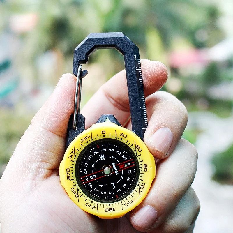 

NEW design Waterproof Carabiner outdoor compass with luminous and 1-2-3system/Tourist compass / blue compass