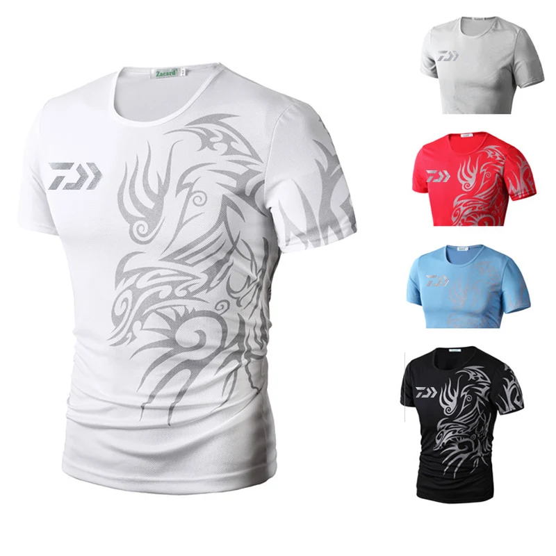 2021 New DAIWA T Shirt Quick Drying Fishing Clothing Summer Short Sleeve Sunscreen Breathable Clothes Anti-UV | Спорт и развлечения
