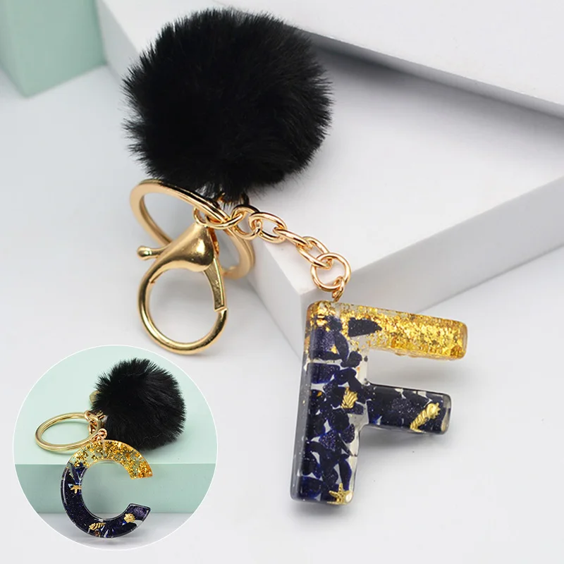 New Black Pompom Letter Keychain English Alphabet Keyring Glitter Gradient Resin Car Keyring Accessory Women Handbag Charms
New Black Pompom Letter Keychain English Alphabet Keyring Glitter Gradient Resin Car Keyring Accessory Women Handbag Charms