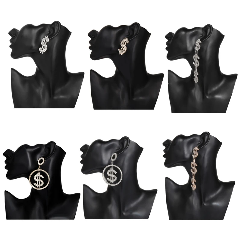 3 Styles Glitter Crystal Dollar Earrings Kit Money Sign Symbol Drop Earrings
3 Styles Glitter Crystal Dollar Earrings Kit Money Sign Symbol Drop Earrings