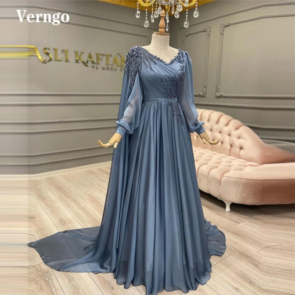 Verngo Modest Dubai Arabic Evening Dress Long Sleeves Cape Applique Beads V Neck Silk Chiffon Prom Gown Mother Formal Dress
Verngo Modest Dubai Arabic Evening Dress Long Sleeves Cape Applique Beads V Neck Silk Chiffon Prom Gown Mother Formal Dress
