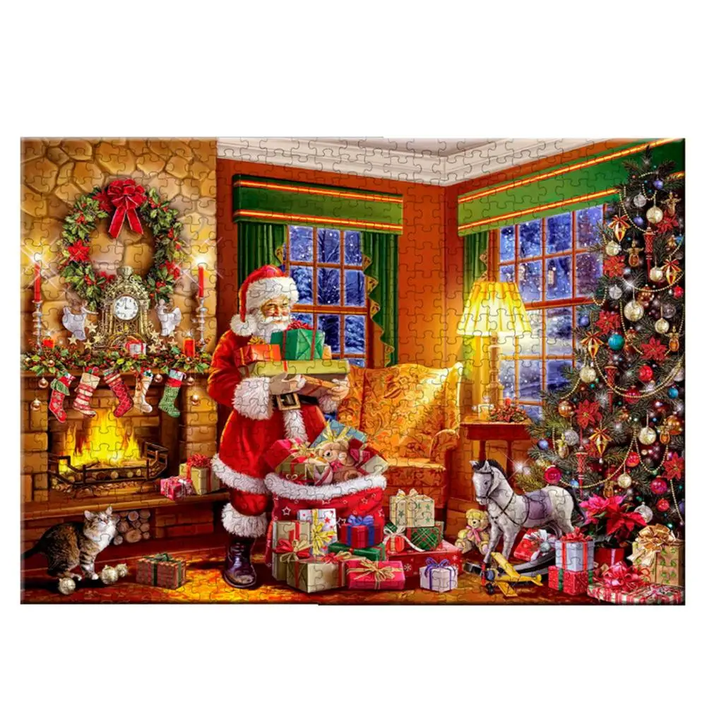 

1000 Pieces Decompression Jigsaw Puzzles Christmas Santa Claus Paper Assembling for Adults Kids Challenging Training Puzzle Game