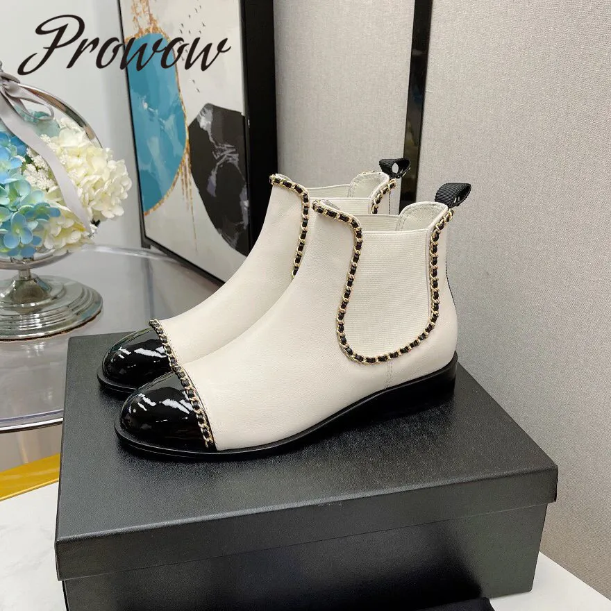 Prowow New Genuine Leather High Qualiy Metal Chain Ankle Boots Winter Flats Boots Zapatos De Mujer Shoes Women
Prowow New Genuine Leather High Qualiy Metal Chain Ankle Boots Winter Flats Boots Zapatos De Mujer Shoes Women